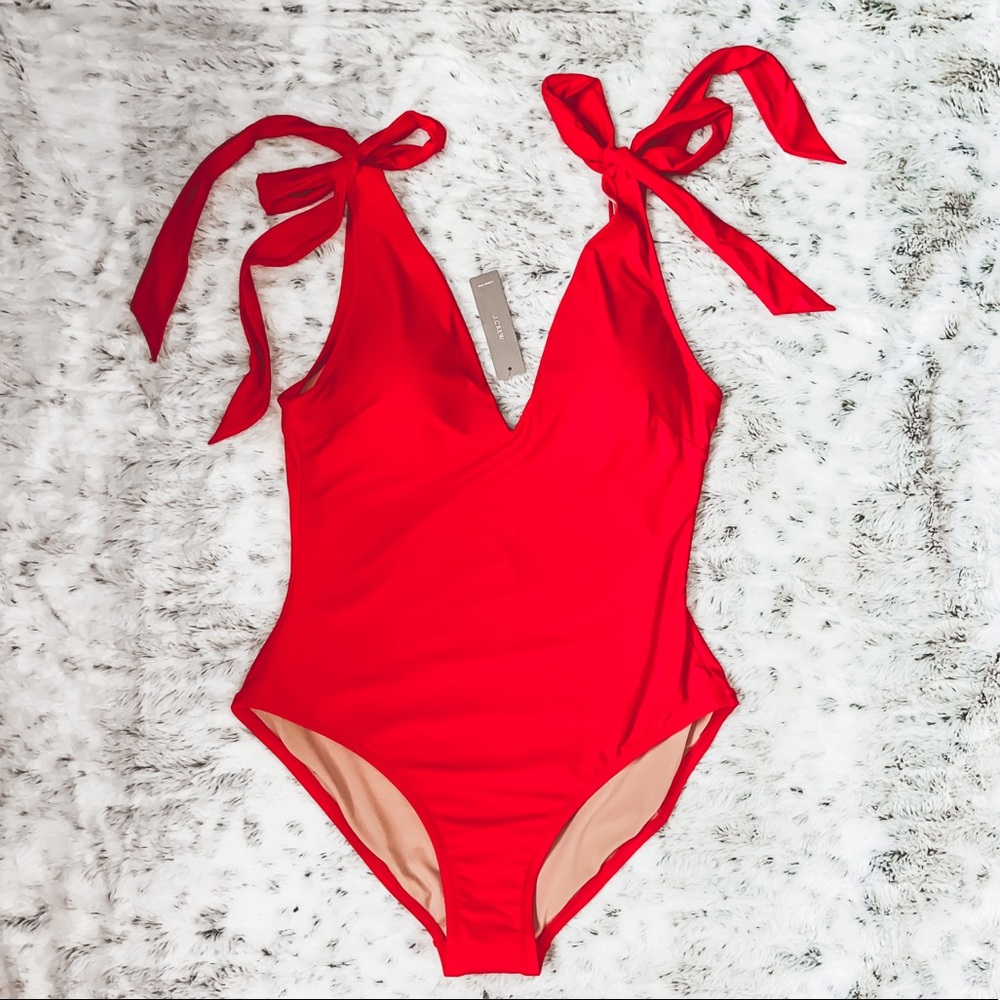 🆕J.Crew- Bow V-Neck Tie Shoulder Swim